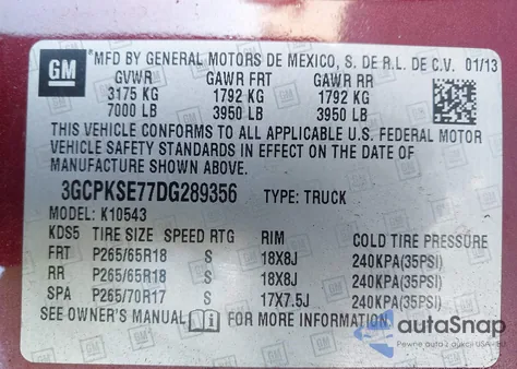 2013 Chevrolet Silverado 1500 Lt from USA, damaged, VIN 3GCPKSE77DG289356